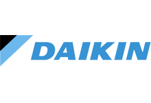 Логотип компании Daikin — ведущего производителя систем кондиционирования и климатической техники, символизирующий инновации и качество в сфере климатических решений.